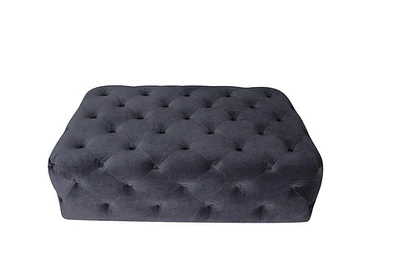 Maja Tufted Velvet Ottoman - Grey #21