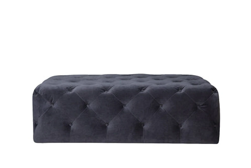 Maja Tufted Velvet Ottoman - Grey #21