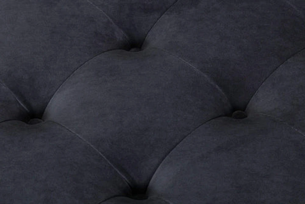 Maja Tufted Velvet Ottoman - Grey #21