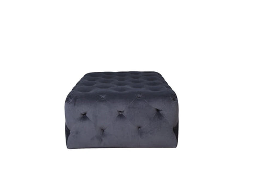 Maja Tufted Velvet Ottoman - Grey #21