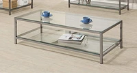 Ontario Coffee Table With Glass Shelf Black Nickel - Greater Vancouver Furniture