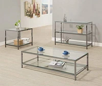 Ontario Coffee Table With Glass Shelf Black Nickel - Greater Vancouver Furniture