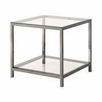 Ontario End Table With Glass Shelf Black Nickel - Greater Vancouver Furniture