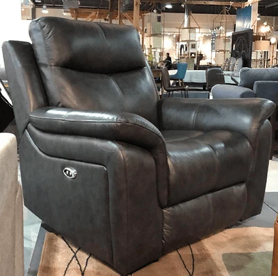 Rosan Genuine Leather Power Recliner Grey - Greater Vancouver Furniture