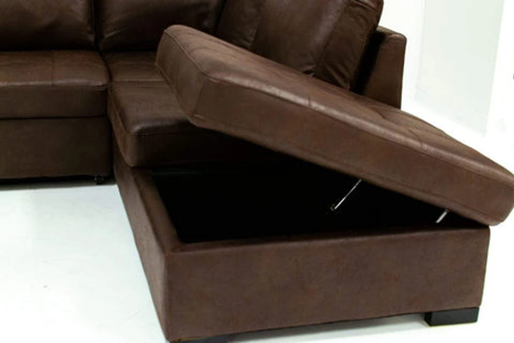 Sabrina Sectional Sleeper With Storage - Wow Mocha