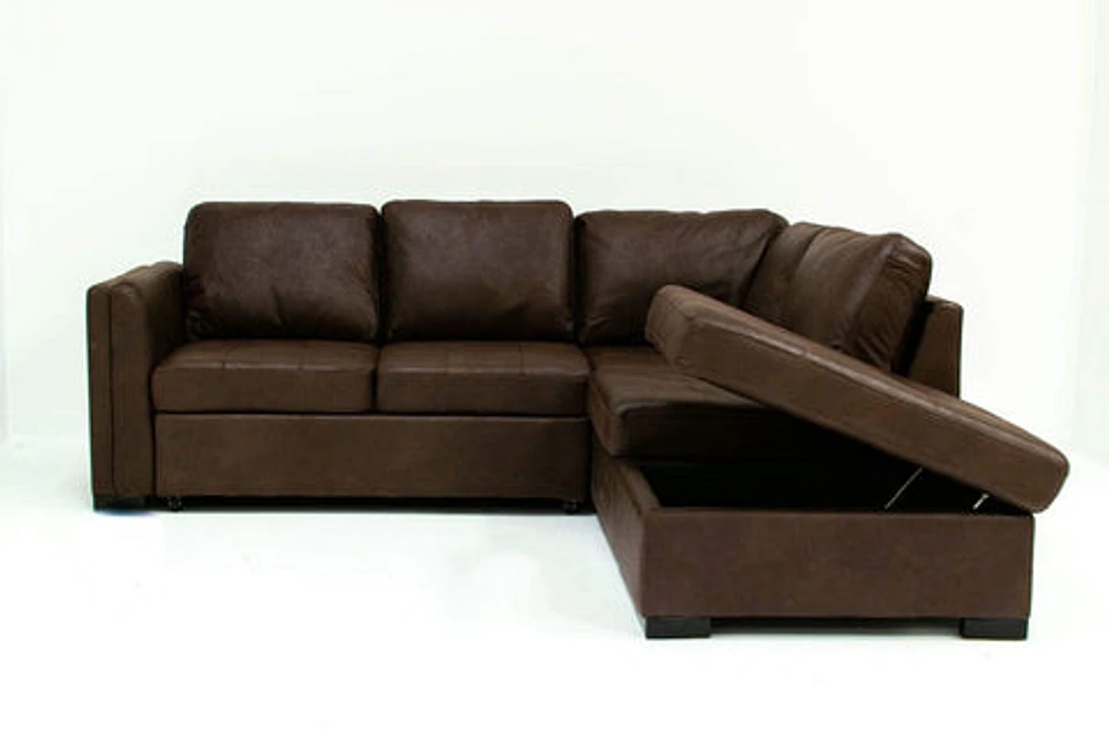 Sabrina Sectional Sleeper With Storage - Wow Mocha