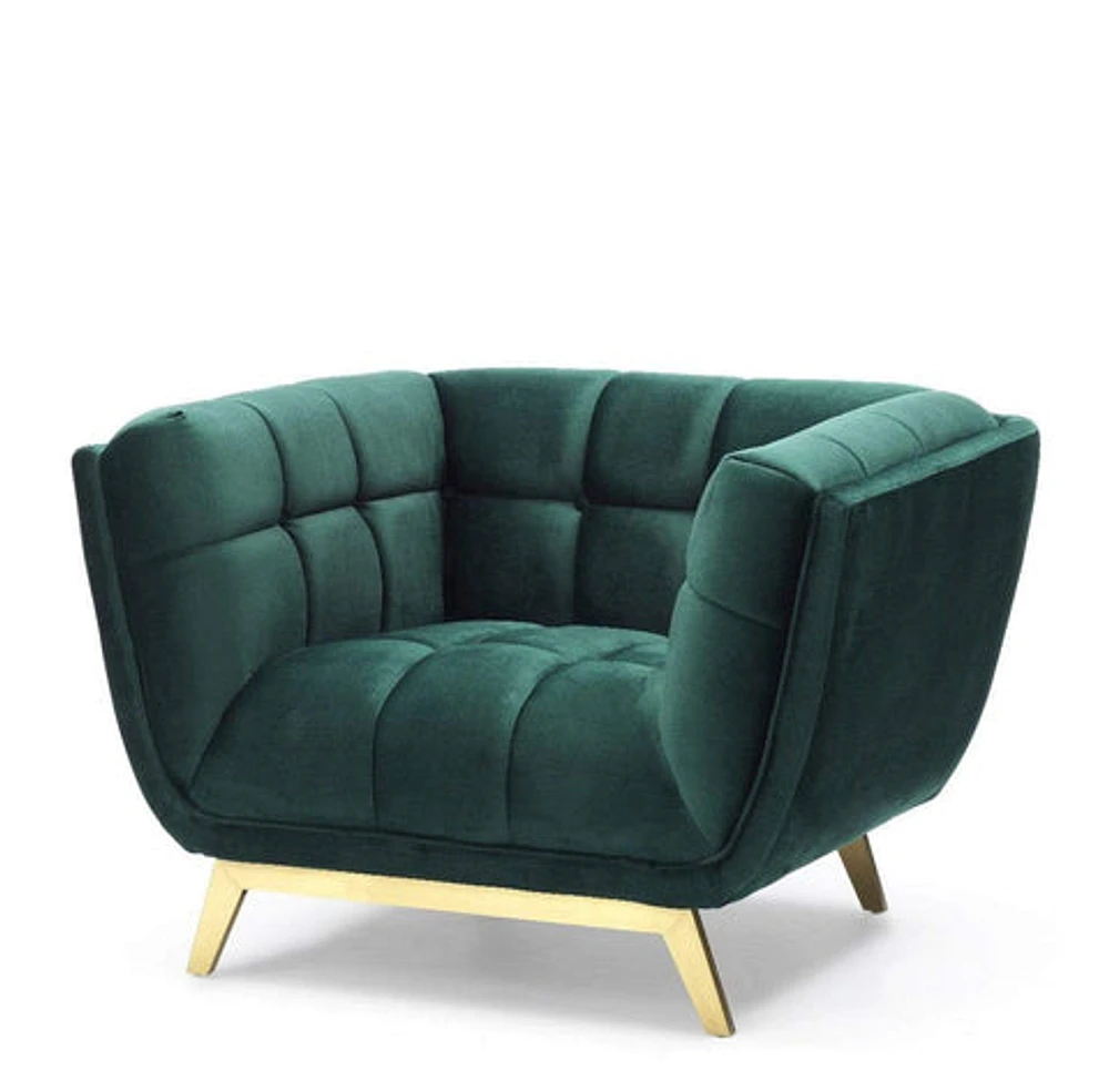 Yaletown Mid Century Accent Chair - Velvet Green - Greater Vancouver Furniture