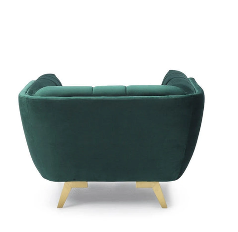 Yaletown Mid Century Accent Chair - Velvet Green - Greater Vancouver Furniture