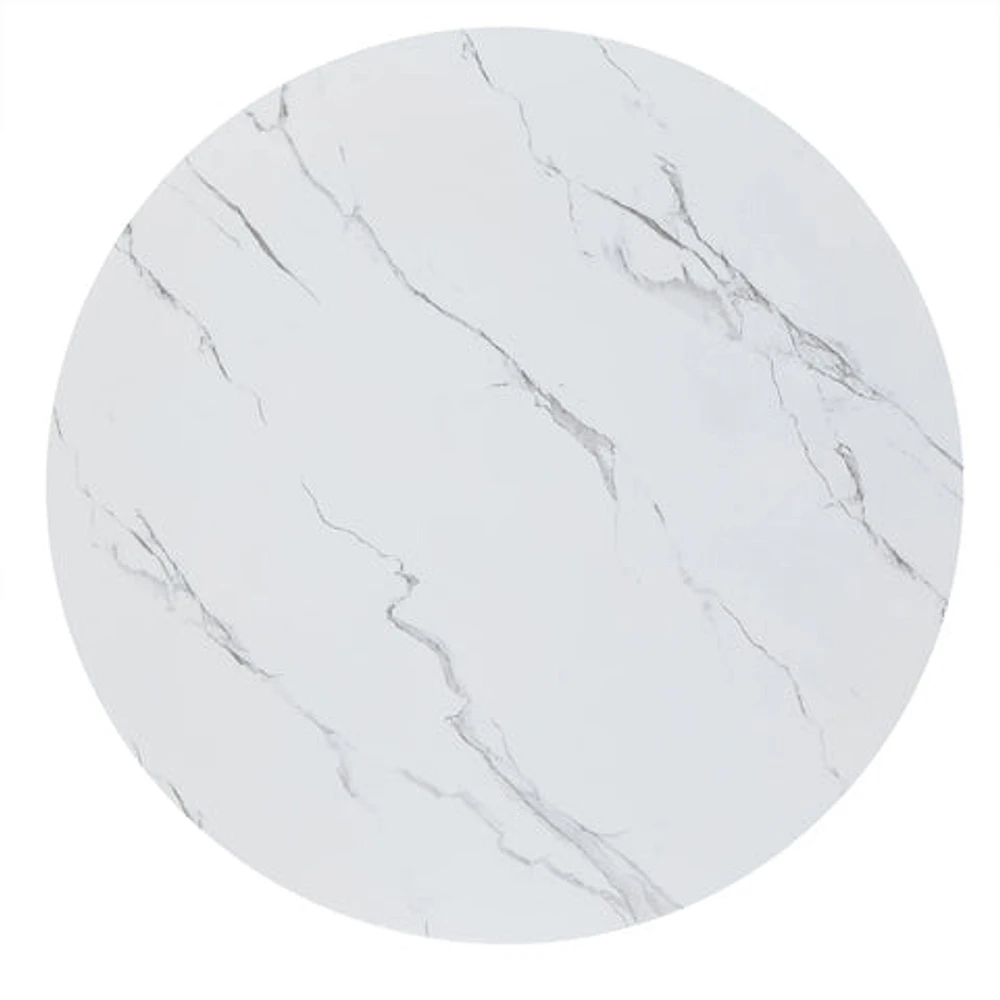 MORENO 43" WIDE FAUX MARBLE ROUND DINING TABLE - WHITE