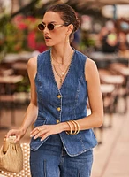 Denim Button-Down Vest