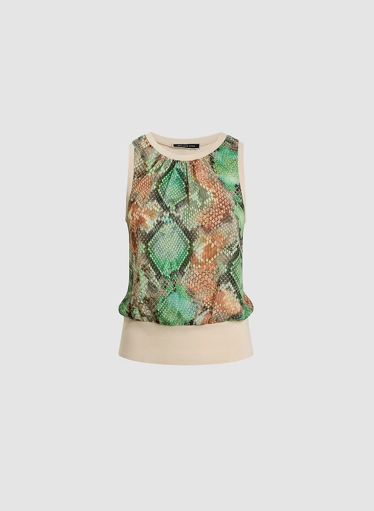 Mixed Snake Print Top