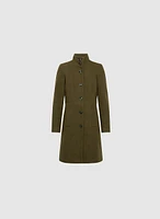 Stand Collar Wool-Blend Coat