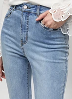 Embroidered Hem Cropped Jeans