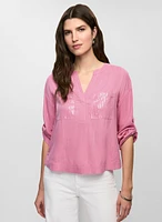 Blouse en lin avec poches à sequins