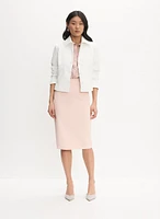 Crinkled Cropped Jacket & Seam Waist Pencil Skirt