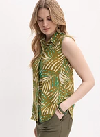 Palm Print Sleeveless Blouse