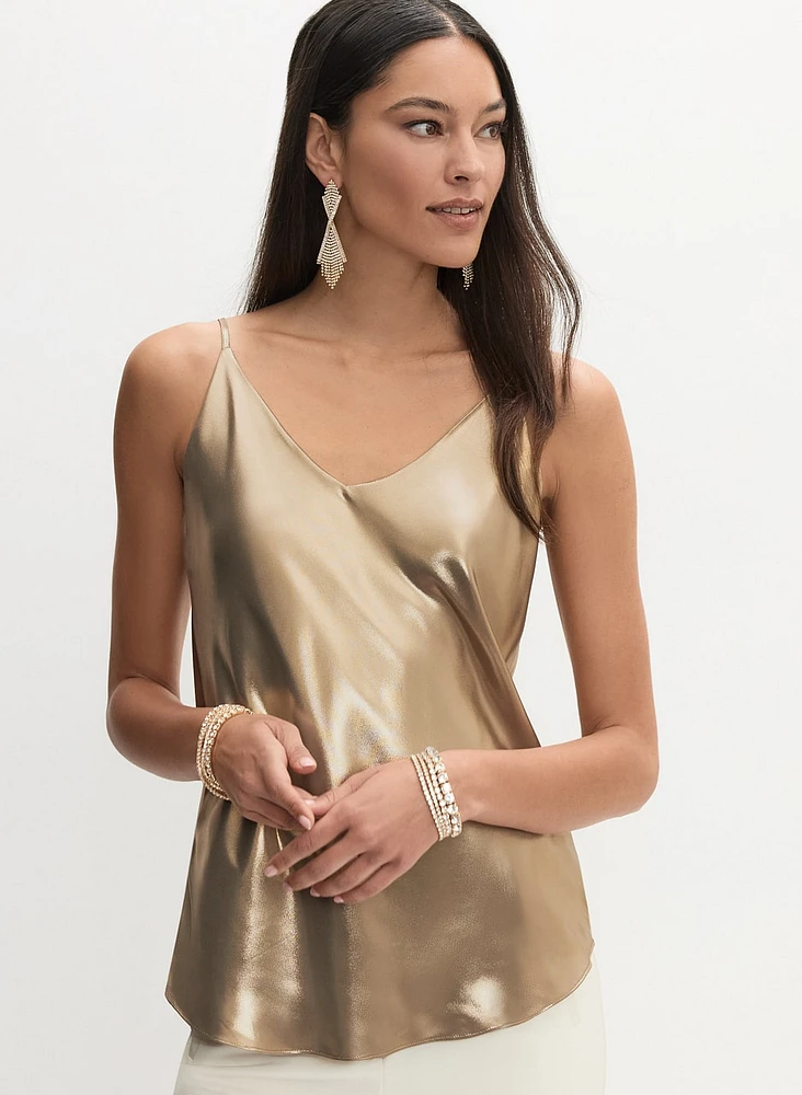 Sleeveless Lamé Blouse