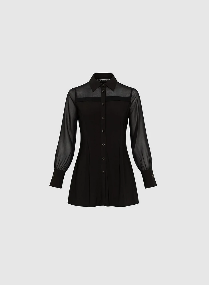 Long Sleeve Button-Up Blouse