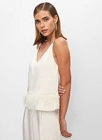 Sleeveless Feather Detail Top