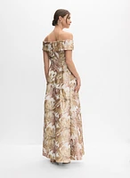 Robe florale en jacquard métallique