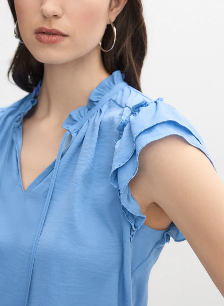 Satin Ruffle Blouse