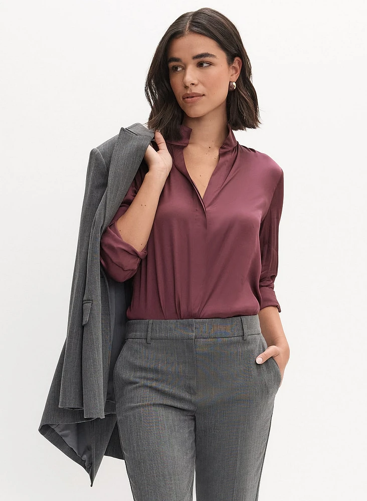 Essential Button-Up Satin Blouse