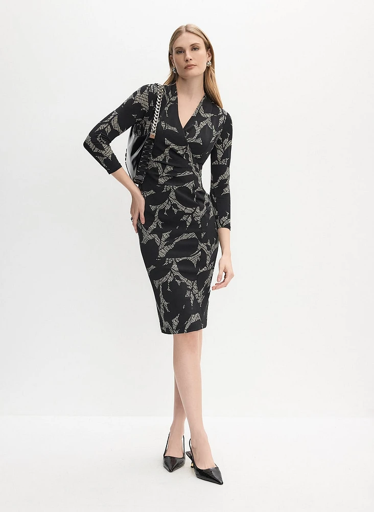 Fitted Abstract Print Day Dress