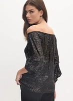 Joseph Ribkoff - Off-The-Shoulder Sequin Top