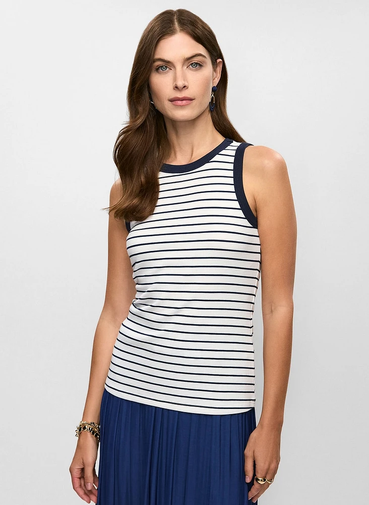 Camisole côtelée à rayures