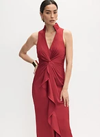 Knotted Waist Satin Dress