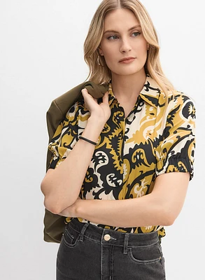 Blouse boutonnée à motif abstrait