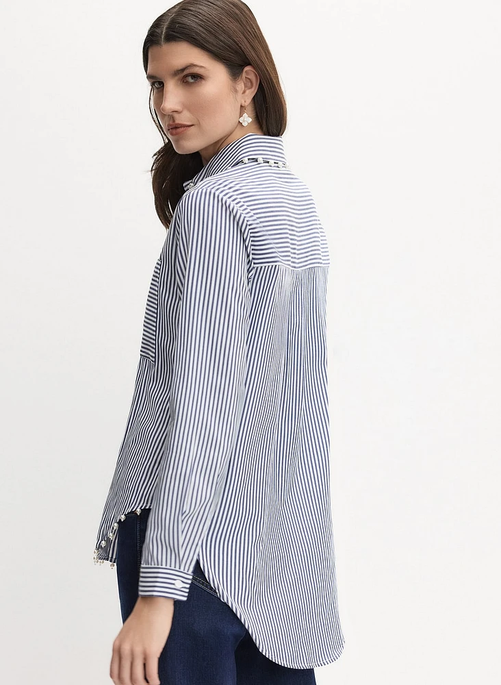 Joseph Ribkoff - Striped Pearl Detail Blouse