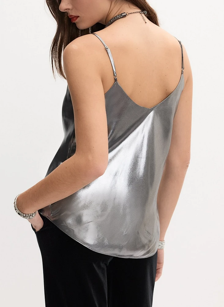 Sleeveless Lamé Blouse