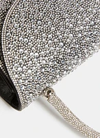 Crystal Embellished Half Moon Clutch