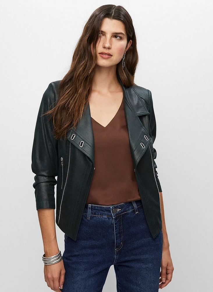 Vex - Eyelet Detail Faux Suede Jacket