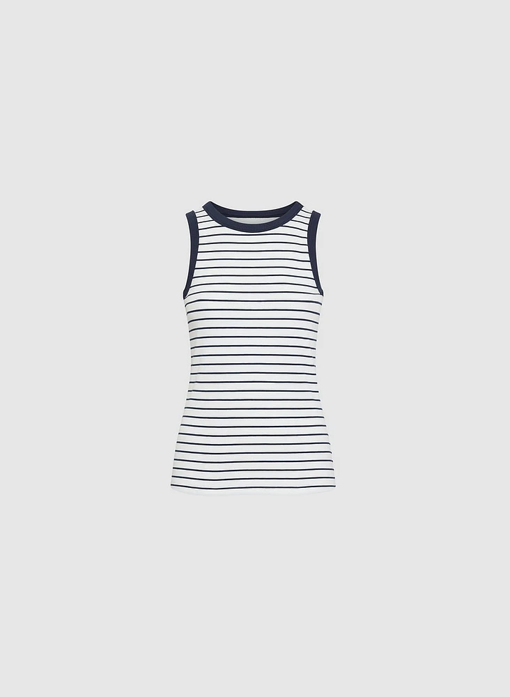 Camisole côtelée à rayures