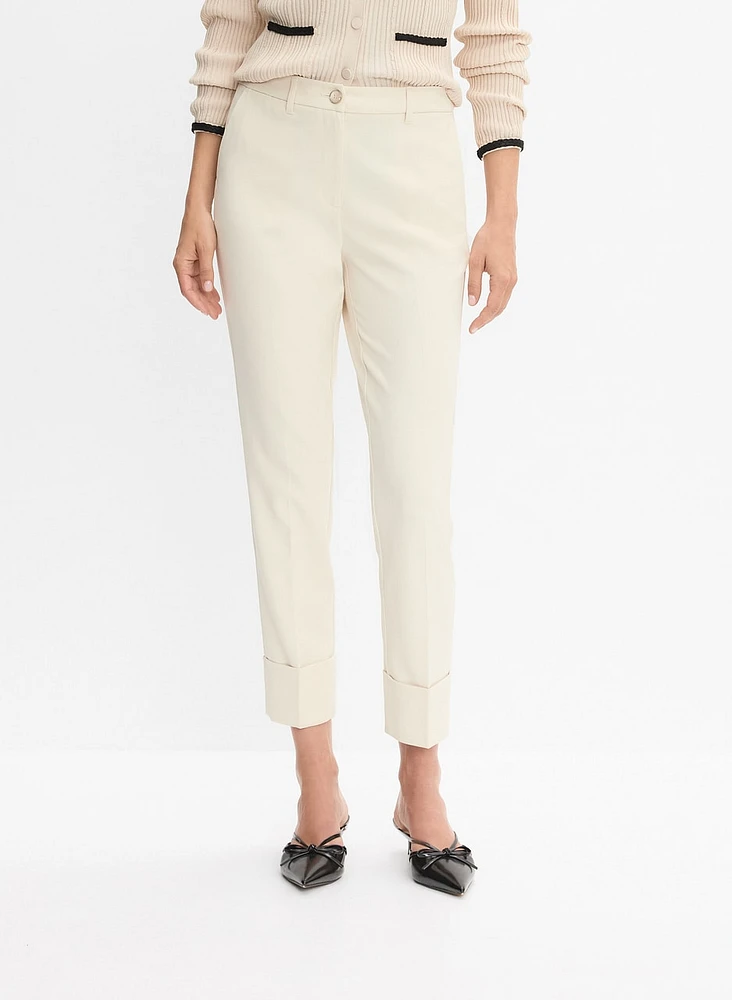 Pantalon droit à ourlet replié