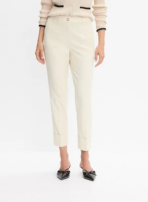 Pantalon droit à ourlet replié