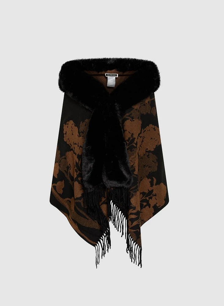 Floral Faux Fur Collar Wrap