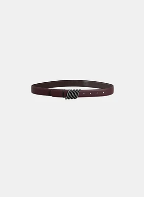 Ridged Buckle Vegan Leather Belt