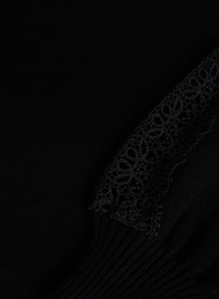 Lace Detail Balloon Sleeve Sweater