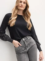 Studded Puff Sleeve Sweater