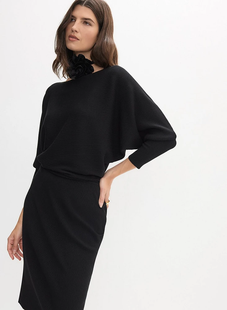 Robe tricot ajustée à manches dolman