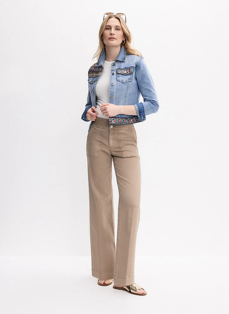 Sequin Detail Jacket & Wide-Leg Trouser Jeans