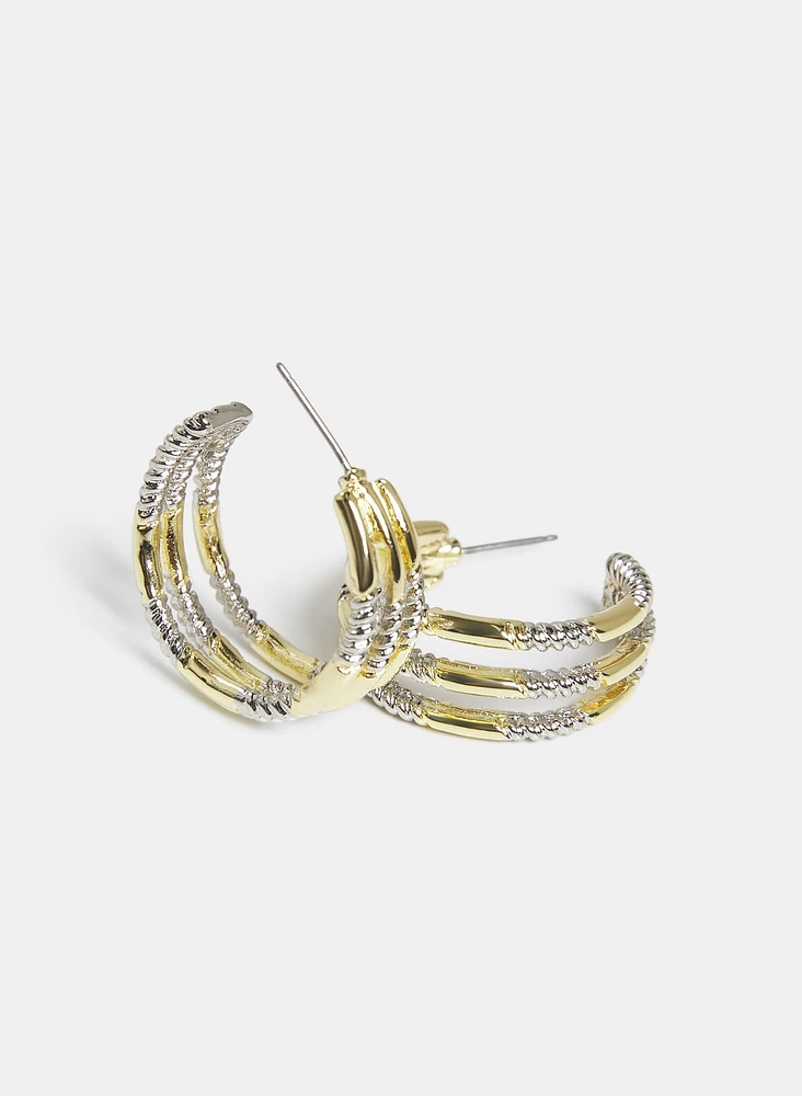 Boucles d'oreilles en anneaux à deux tons