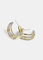 Boucles d'oreilles en anneaux à deux tons