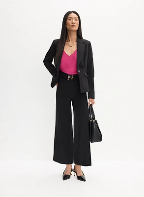 Single-Button Blazer & Culotte Pants