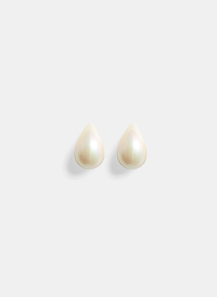 Pearl Button Earrings