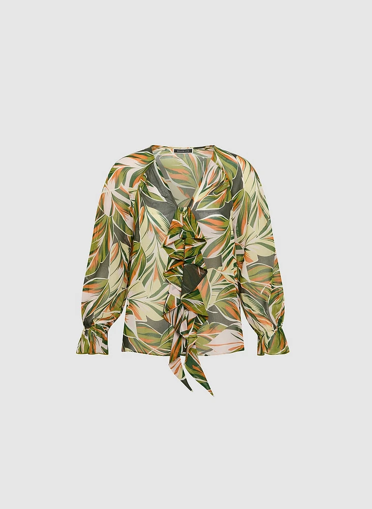 Blouse volantée à palmiers