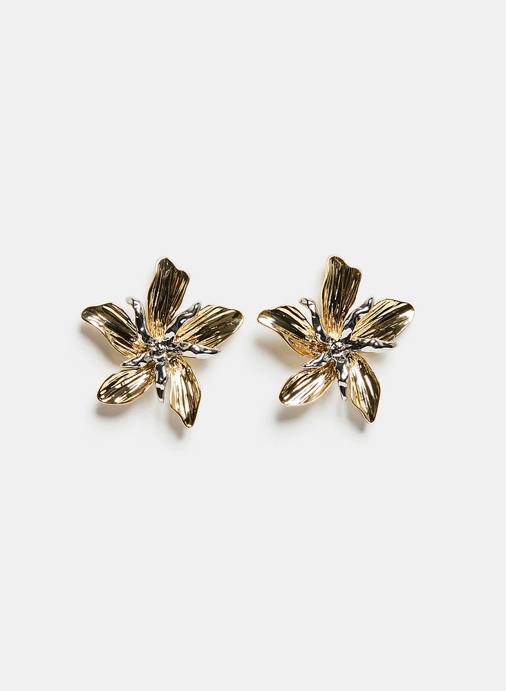 Two-Tone Floral Earrings